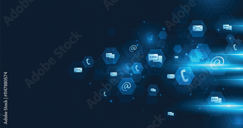 Contact us or the Customer support hotline connect concept. call center service provider, advice to customer help, and support services are digital on dark blue background.	