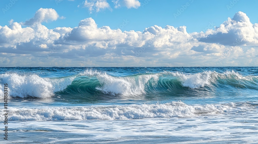 The ocean is calm and the sky is cloudy. The waves are small and the water is blue The ocean is calm and the sky is cloudy. The waves are small and the water is blue