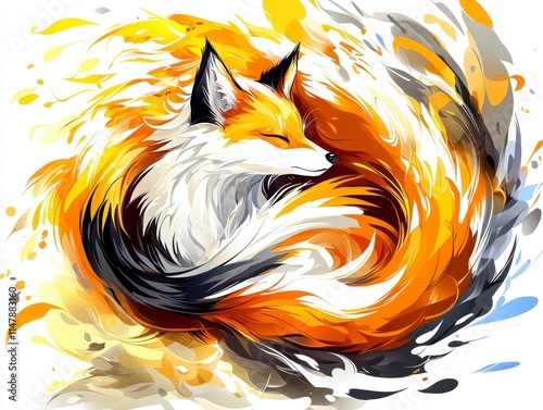 Vibrant fox illustration digital art whimsical style fantasy environment artistic perspective photo