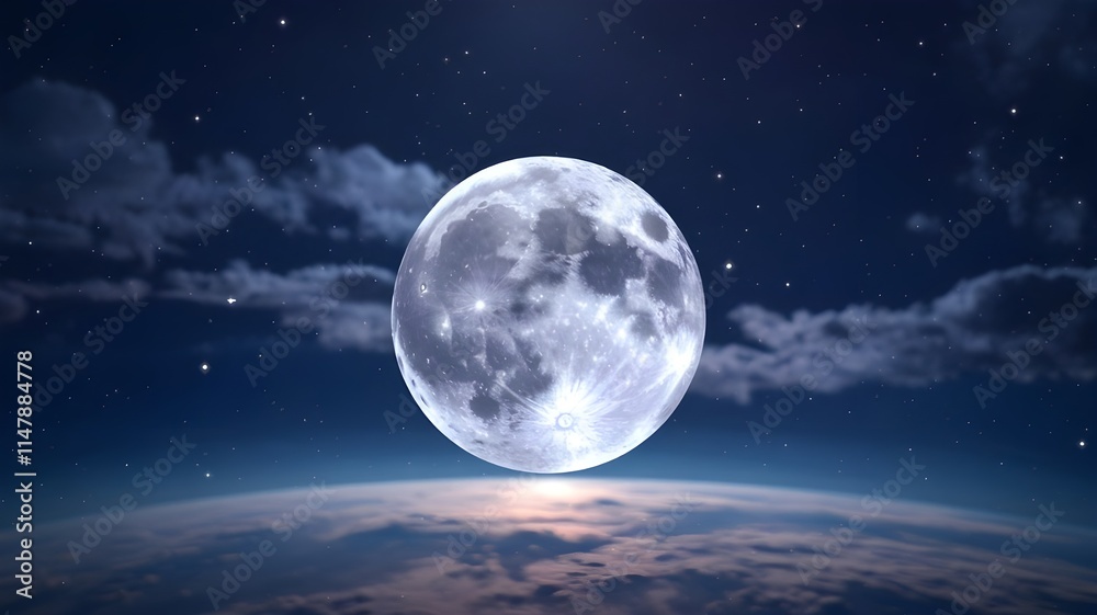 Full Moon Shining Bright Against a Stunning Night Sky Full Moon Shining Bright Against a Stunning Night Sky