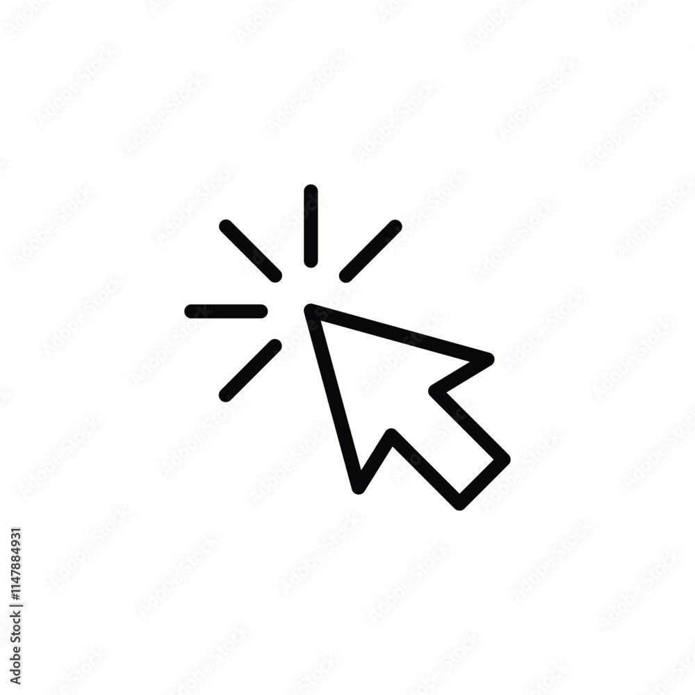black Cursor line icon illustration. Vector symbol in trendy flat style on white background. Click arrow. black Cursor line icon illustration. Vector symbol in trendy flat style on white background. Click arrow.