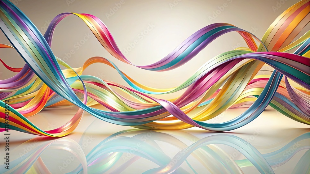 Abstract Colorful Swirling Ribbons A Dynamic Composition of Intertwined, Multi-hued Streamers Abstract Colorful Swirling Ribbons A Dynamic Composition of Intertwined, Multi-hued Streamers