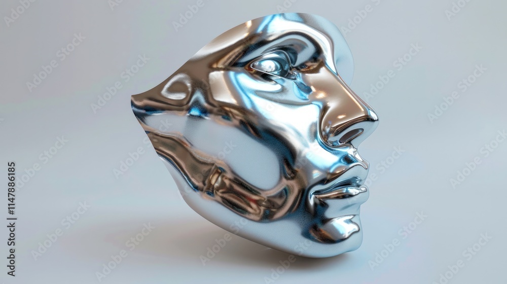 Futuristic metallic sculptural form with reflective geometric shapes and smooth glossy surfaces This abstract digital art concept explores innovative experimental designs and visuals Futuristic metallic sculptural form with reflective geometric shapes and smooth glossy surfaces This abstract digital art concept explores innovative experimental designs and visuals