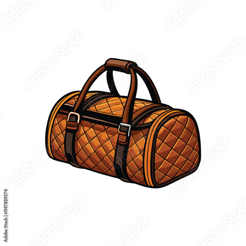 High-resolution image of a modern, quilted luxury gym bag; showcasing premium fabric, sleek design, and ample storage.  Emphasis on texture and detail.