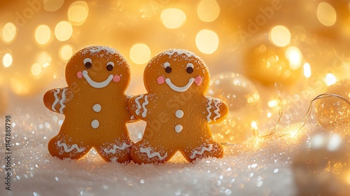 Christmas background with gingerbread man cookies
