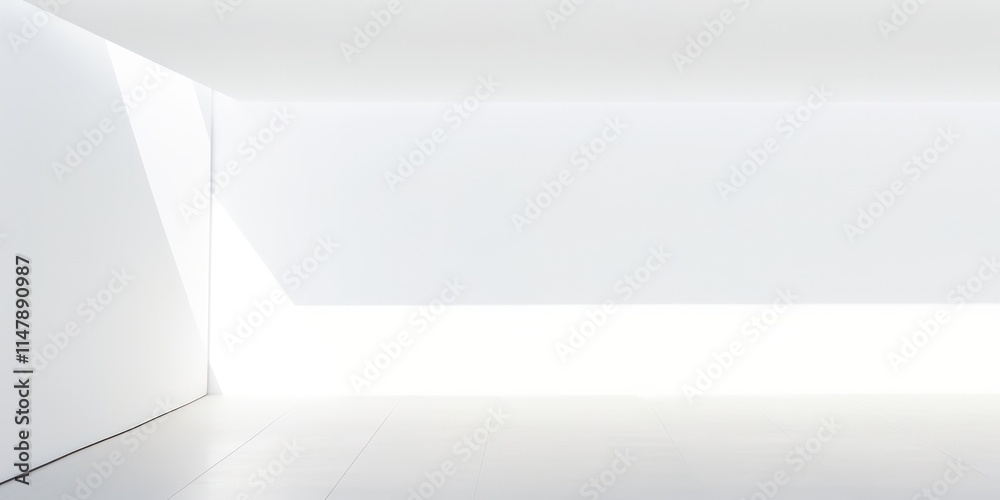 white wall and floor light shining down from ceiling sunlight glow reflection product present placement minimal corner modern futuristic white wall and floor light shining down from ceiling sunlight glow reflection product present placement minimal corner modern futuristic