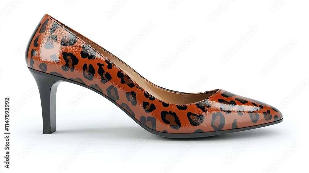 A stylish leopard print high-heeled shoe designed for fashionable occasions.