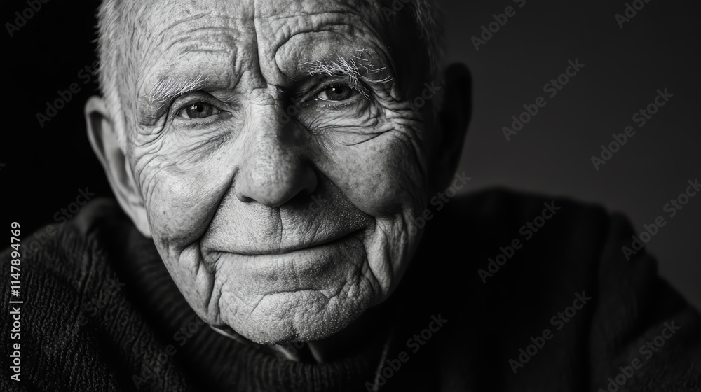 An elderly man with wrinkles and a gentle smile, symbolizing wisdom and warmth An elderly man with wrinkles and a gentle smile, symbolizing wisdom and warmth