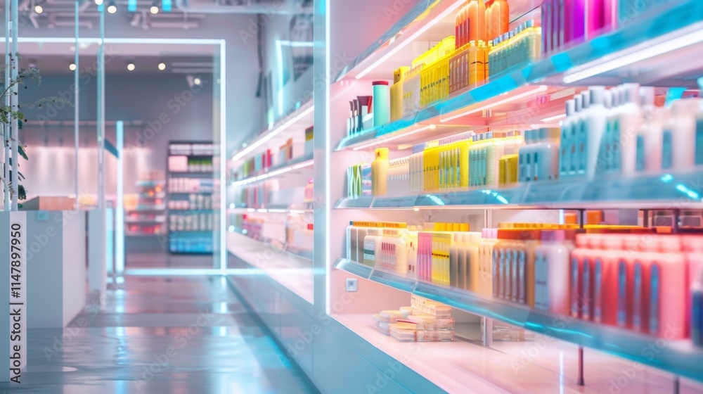 A Vibrant and EyeCatching Cosmetic Display Curated in a Modern Retail Environment A Vibrant and EyeCatching Cosmetic Display Curated in a Modern Retail Environment