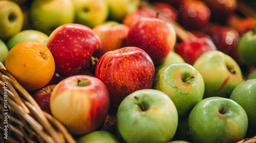 Assorted Fresh Apples and Oranges in a Basket Assorted Fresh Apples and Oranges in a Basket