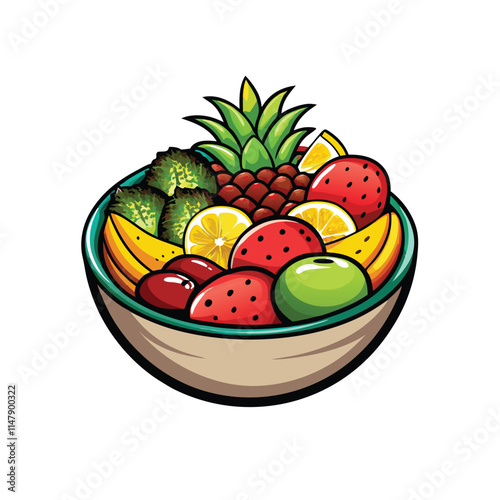 Vibrant summer fruit salad featuring juicy watermelon, pineapple chunks, and other fresh fruits.  Close-up shot emphasizing texture and color.