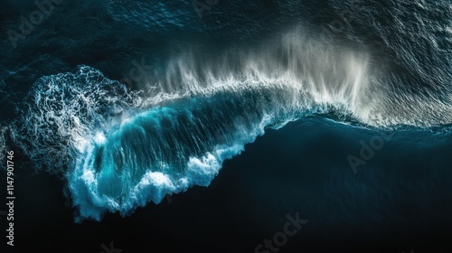Majestic Ocean Wave: An Aerial View of a Powerful Curl
