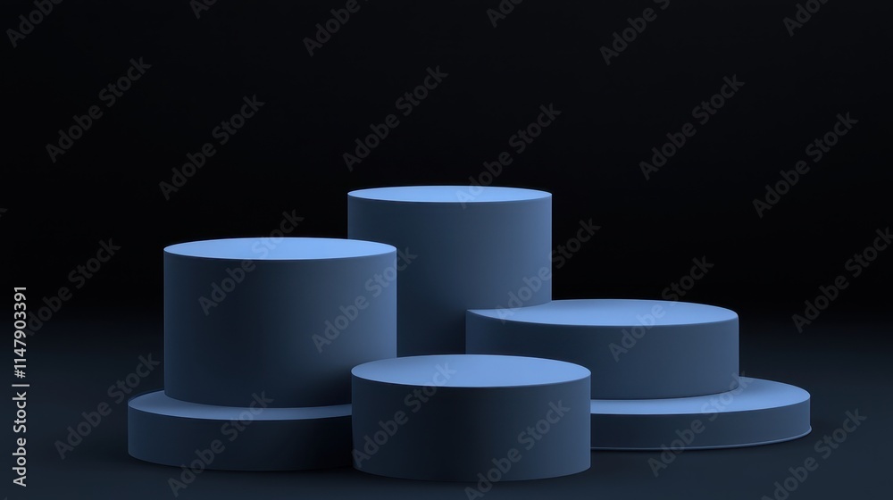 Abstract Blue Cylindrical Display Stand Forms Abstract Blue Cylindrical Display Stand Forms
