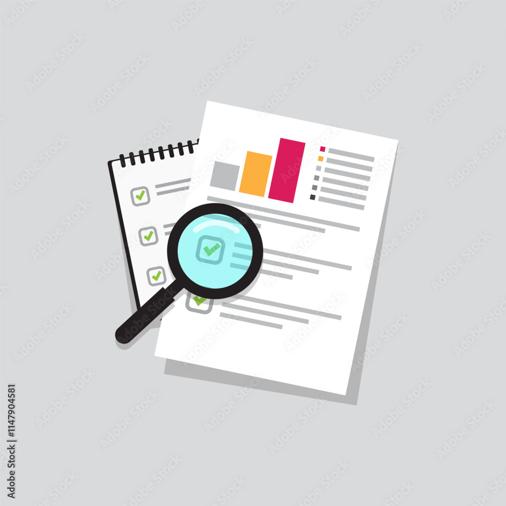 Vector illustration of Analysis and Reporting for Data Processing and Improved Review Vector illustration of Analysis and Reporting for Data Processing and Improved Review