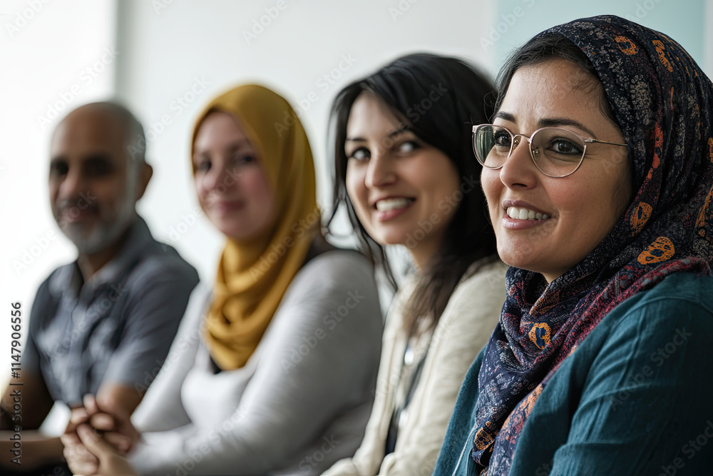 Group of diverse adults attending a language class Group of diverse adults attending a language class