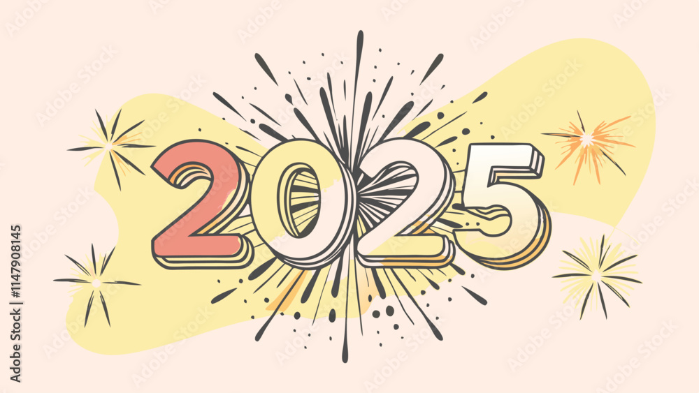 2025 Happy New Year Greeting Card Illustration 2025 Happy New Year Greeting Card Illustration