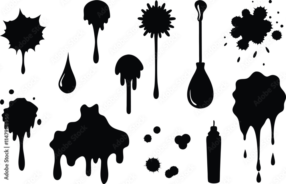 ink splatter set paint brush stroke kit vector art