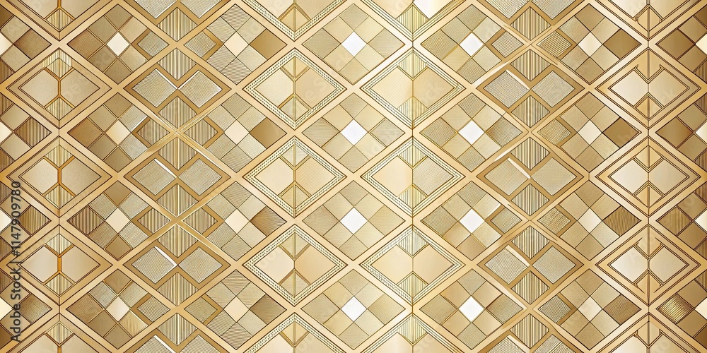 Abstract Gold Geometric Pattern with Interlocking Diamond Shapes and Lines Abstract Gold Geometric Pattern with Interlocking Diamond Shapes and Lines