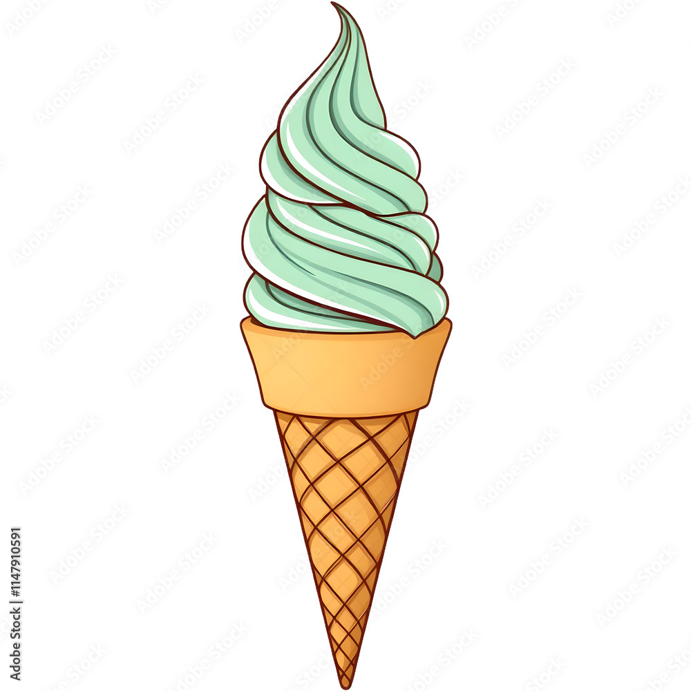 illustration of ice cream cone. png isolated background. transparent background.