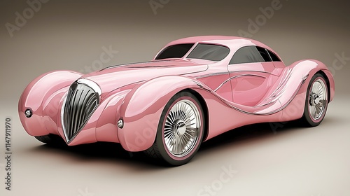 Pink Classic Car  Vintage Coupe  Retro Automobile  Luxury Vehicle