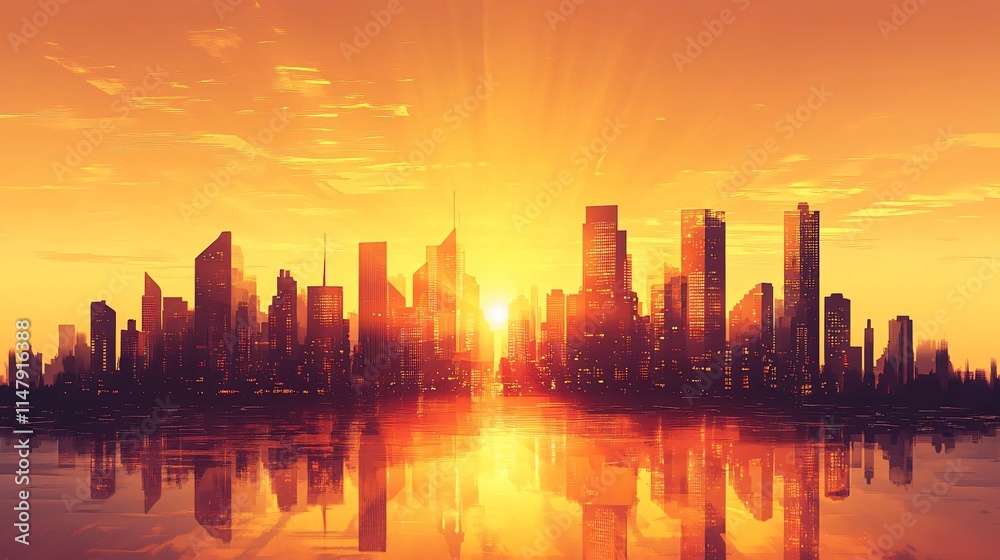 Fototapeta premium sunset over the city