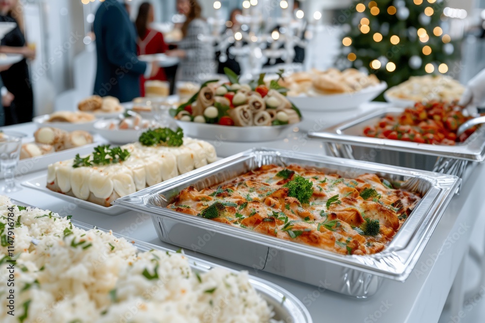 National Buffet Day.A luxurious spread of gourmet dishes including lasagna, salads, and bread rolls. National Buffet Day.A luxurious spread of gourmet dishes including lasagna, salads, and bread rolls.