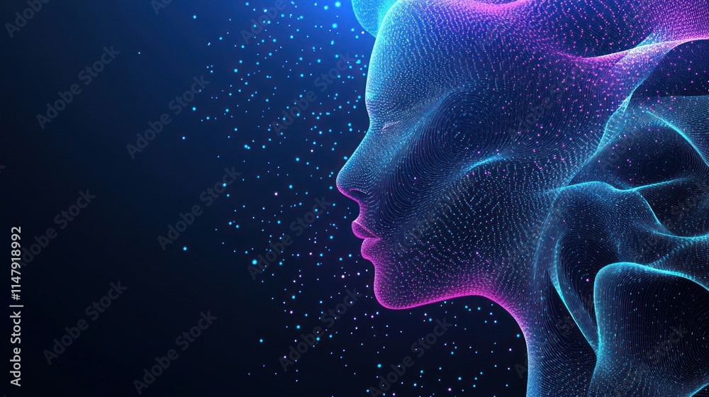 Digital Woman: An Abstract Portrait in Nebula Hues Digital Woman: An Abstract Portrait in Nebula Hues