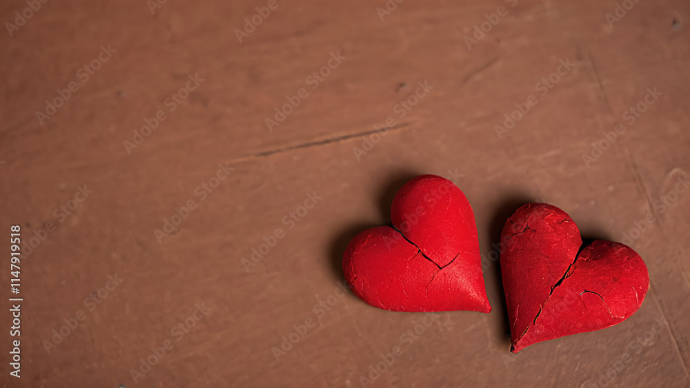 Fototapeta premium two broken hearts on blank
