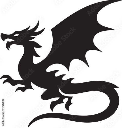 Black silhouette of a dragon.