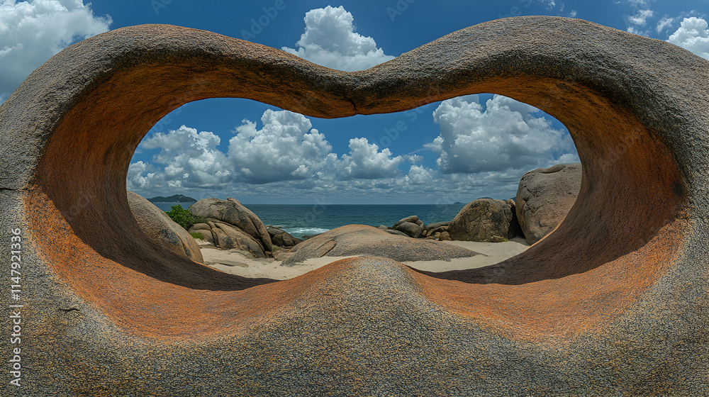 Ocean View Through Natural Rock Arch, Coastal Landscape Photography