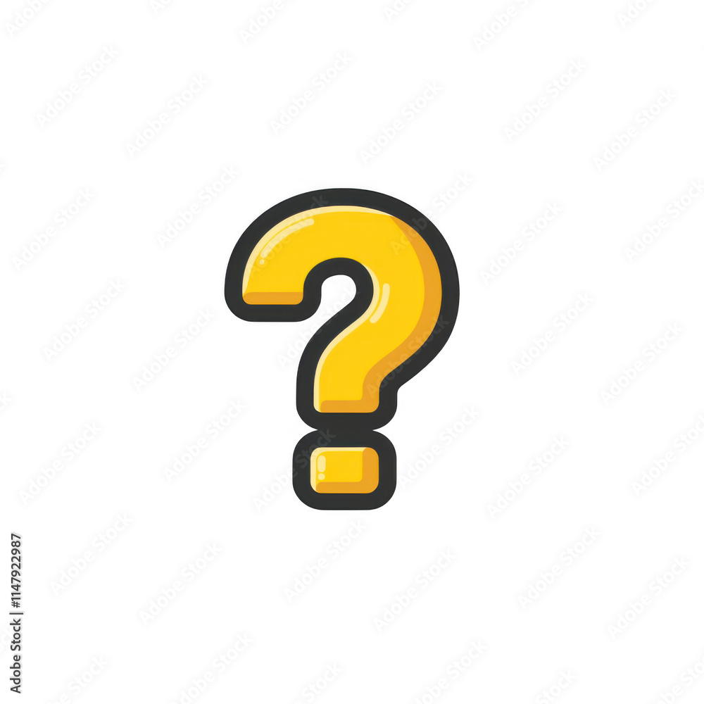 yellow icon of Question mark isolated on a transparent background Minimalist flat icon, vector logo style sign clipart on a no background png