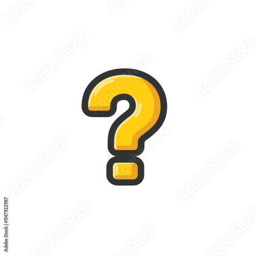 Obraz na płótnie yellow icon of Question mark isolated on a transparent background Minimalist flat icon, vector logo style sign clipart on a no background png w salonie