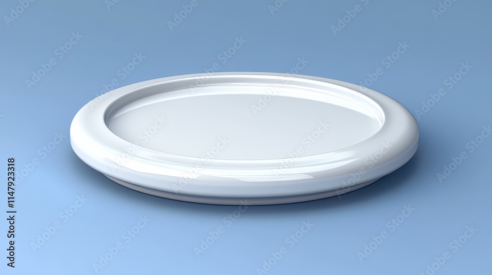 White Circular Dish on a Blue Background White Circular Dish on a Blue Background