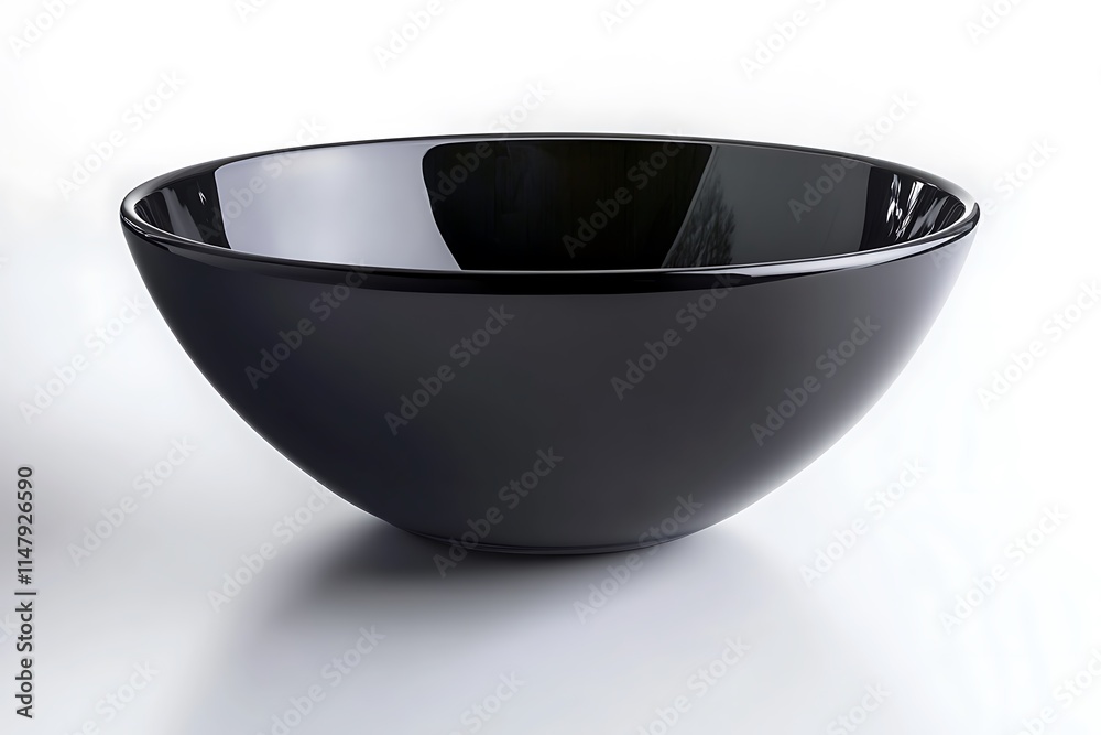 Chic black glass bowl with a reflective surface, isolated on a clean white background, high-resolution photo. Chic black glass bowl with a reflective surface, isolated on a clean white background, high-resolution photo.