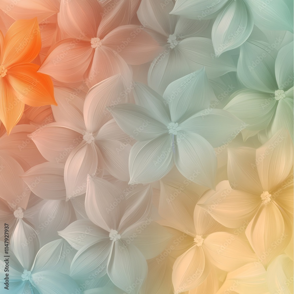 Obraz premium Abstract floral pattern featuring pastel colors and intricate petal details, perfect for creative design and backgrounds.