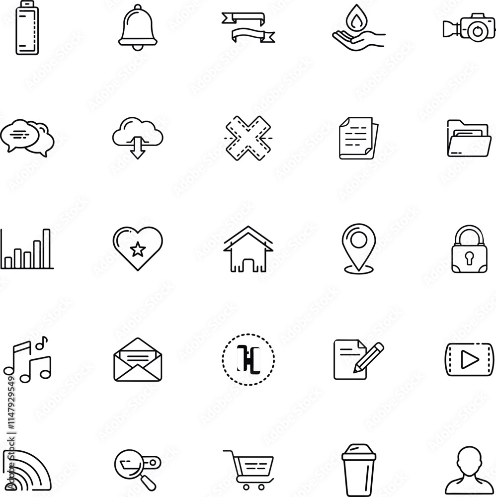 Fototapeta premium Universal Line Icons Web, App, Multimedia, and More