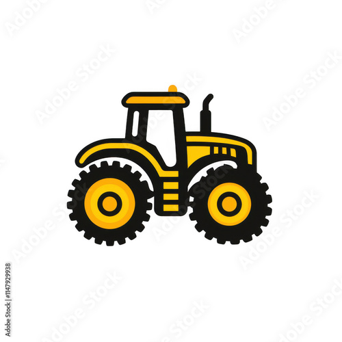Obraz na płótnie yellow icon of Tractor isolated on a transparent background Minimalist flat icon, vector logo style sign clipart on a no background png w salonie