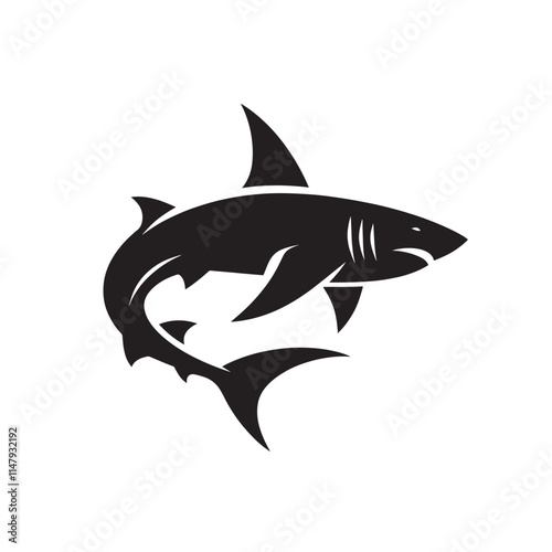 Black stylized shark silhouette.