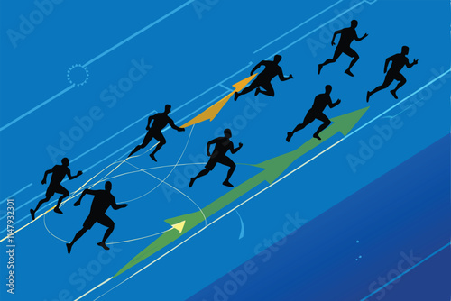 Illustrate a dynamic counter-attack strategy in a tactical military visualization, showcasing troop movements and potential flanking maneuvers.