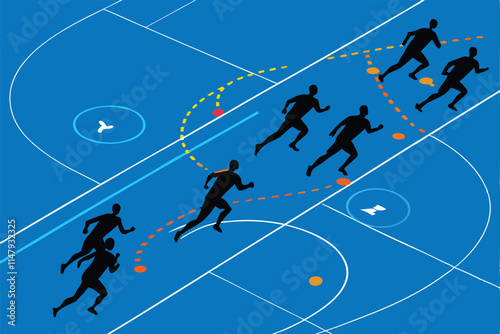 Illustrate a dynamic counter-attack strategy in a tactical military visualization; show troop movements and flanking maneuvers.