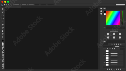 ウィンドウ フレーム UI 画像編集ソフト Photoshop風  (.AI)