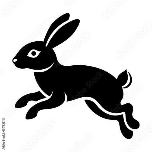 Rabbit jumping of silhouette style vector and icon illustration design