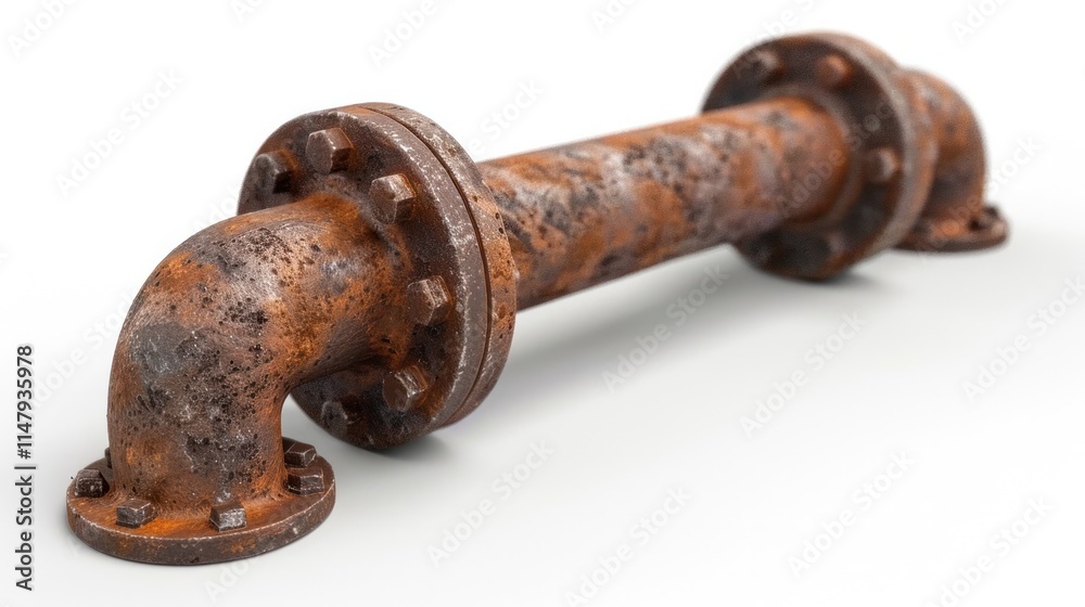 Rusty and weathered old metal pipe or industrial tube lying on the floor of an abandoned workshop construction site or factory Concept of aging decay and neglect in industrial settings Rusty and weathered old metal pipe or industrial tube lying on the floor of an abandoned workshop construction site or factory Concept of aging decay and neglect in industrial settings