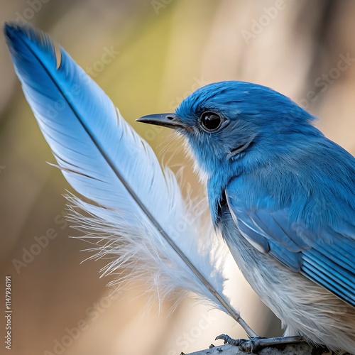 Blue Jay Bird Perched on a Branch in the Forest photo
