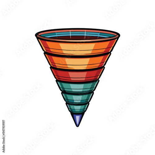 Create a highly detailed vector illustration of a funnel chart depicting a single stage labeled "NA (1)".  Focus on clean lines and professional aesthetics.