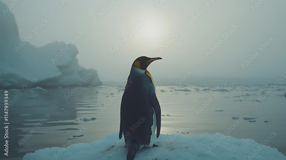 Obraz premium Majestic King Penguin on Antarctic Iceberg