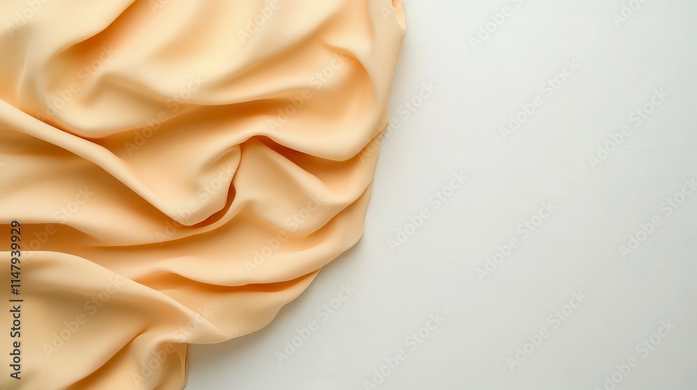 A soft, wrinkled peach fabric drapes elegantly over a light surface, creating a serene and cozy aesthetic. A soft, wrinkled peach fabric drapes elegantly over a light surface, creating a serene and cozy aesthetic.