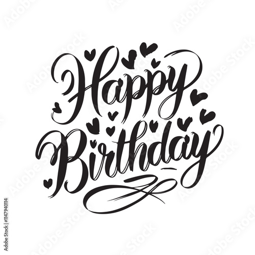 Happy Birthday calligraphy vector art on white