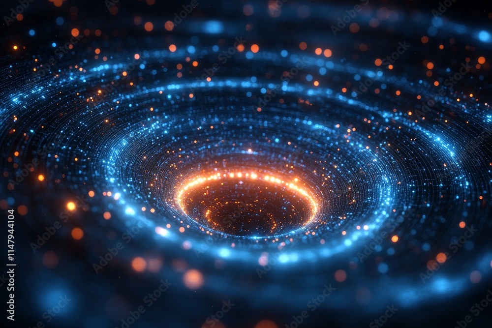 Galactic Spiral Patterns With Glowing Blue and Orange Lights Create a Mesmerizing Cosmic Effect in a Dark Space Background Galactic Spiral Patterns With Glowing Blue and Orange Lights Create a Mesmerizing Cosmic Effect in a Dark Space Background