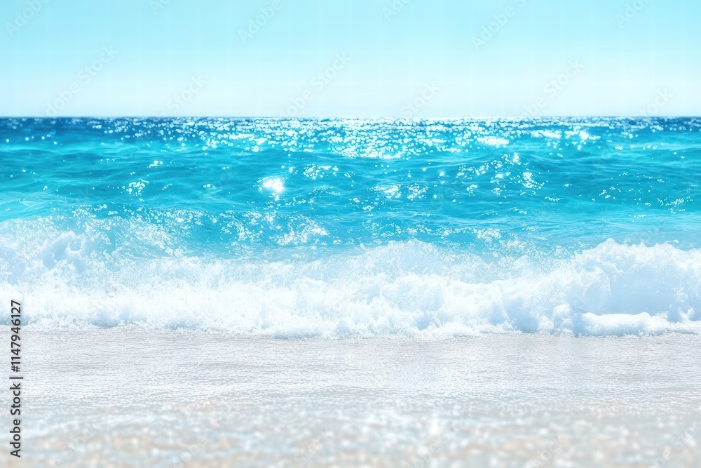 Serene Waves Lapping Gently on Sandy Beach Under Bright Sky Serene Waves Lapping Gently on Sandy Beach Under Bright Sky